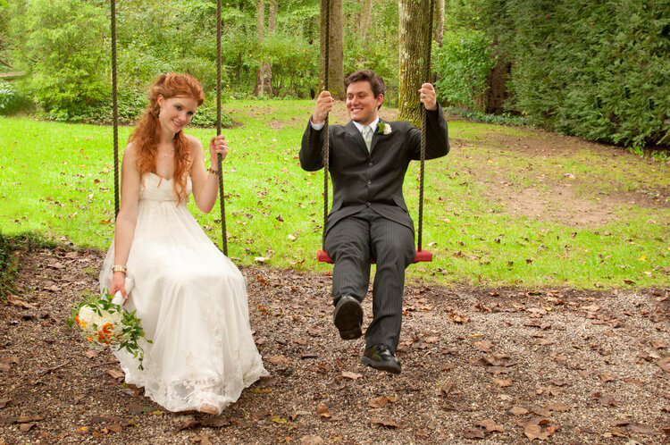 A couple on swings