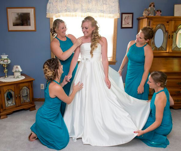 A bride getting ready