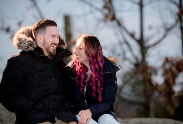 A couple sharing a beautiful moment during their engagement